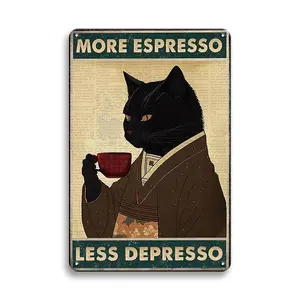 Vintage Tin Sign, 1 Count/20pcs More Espresso Less Espresso Lettering Metal Sign, Vintage Plaque Decor, Home Decor Products, Wall Decor for Home Living Room Bedroom Coffee Shop, Signage