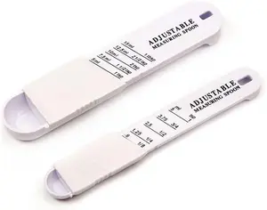 Adjustable Plastic Measuring Spoon Set - Multifunctional Portable Kitchen Measuring Spoon for Baking and Cooking Cover Utensils Measure Spice