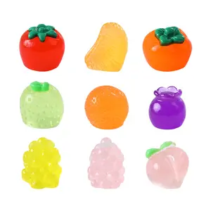 Glow In The Dark Mini Simulation Fruit Cute Beads Micro Landscape Play Food DIY Decorative Accessories Blind Box Bag And Bottle Decoration Lovely