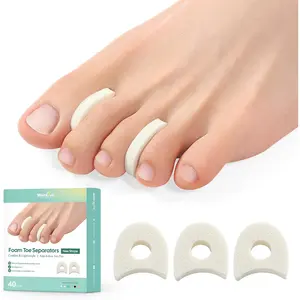 Welnove Foam Toe Separators - 40 Pack Toe Spacers for Corn, Blister, and Hammer Toe Relief - Breathable, Adhesive Options for Pain from Bunions, and Toe Overlap, Toe Spacers for Men