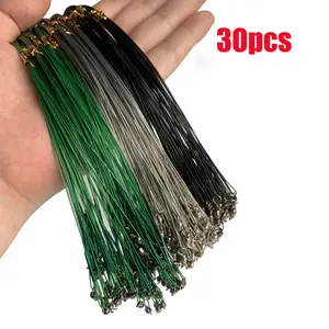 30pcs Random Color Fishing Line Leaders with Swivel Rings, Anti-Tangle Stainless Steel Wire, 15/20/25/30cm Fish Lure Accessories