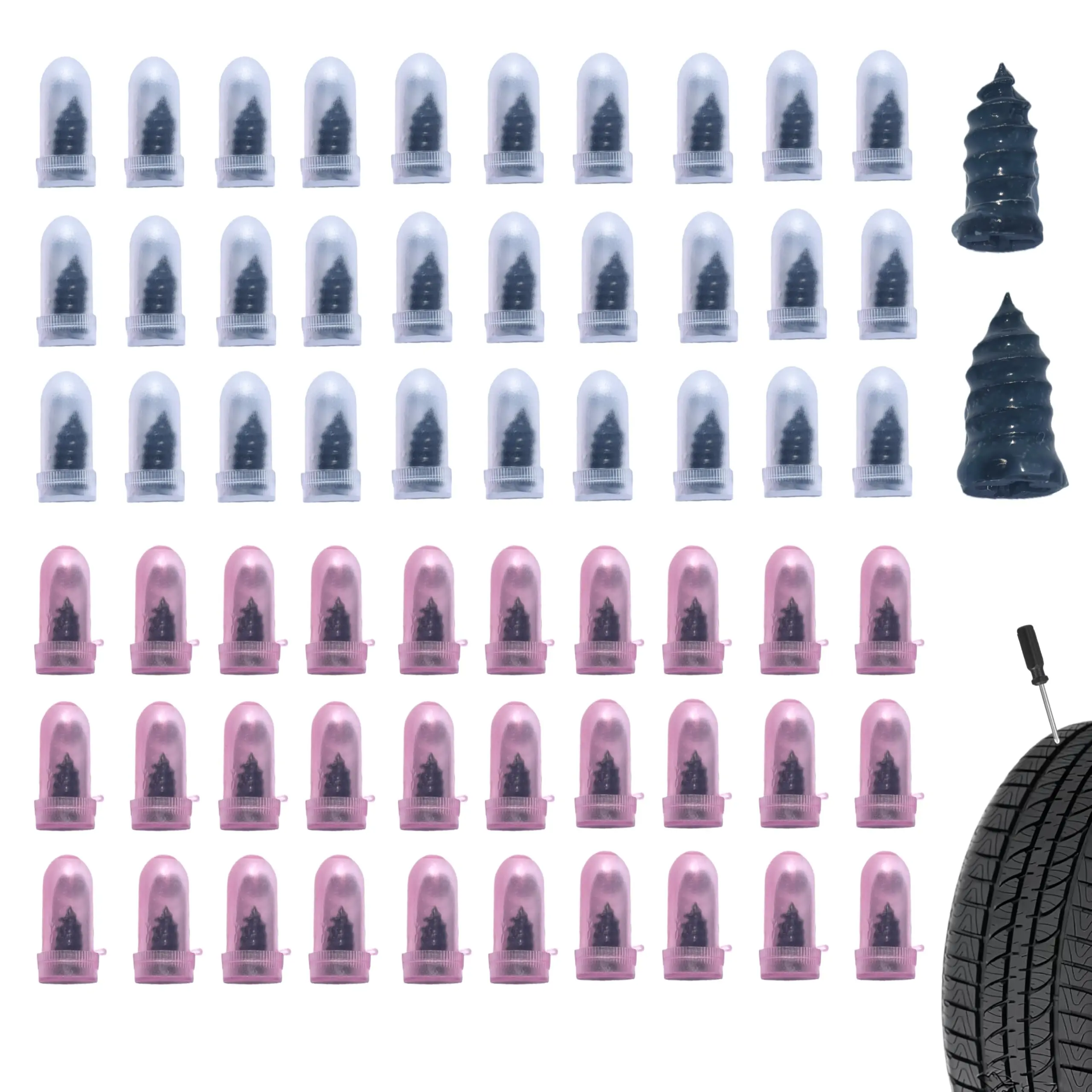 101 PCS Tire Repair Rubber Nail, Vacuum Tire Repair Kits Spiral Rubber Screws, Fast Self-Service Tool for Car, Truck, Motorcycle, Tractor Tire Puncture Repair