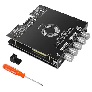 ZK-HT21 2.1 Channel Bluetooth Audio Amplifier Module TDA7498E 160W×2+220W Bluetooth 5.0 AUX+USB Inputs Dial Control Bass & Treble Adjust Subwoofer DC15-36V Compatible
