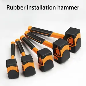 Multi-Functional Rubber Hammer for Tile Work, Soft Rubber Striking Hammer with Square Head, Professional Tool for Construction Workers, Rubber Mallet