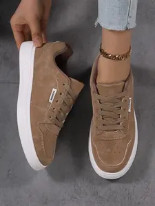 Women's New Couple Casual Shoes, All-Season PU Leather Low Top Sneakers With Lace, Soft Comfortable Breathable Eva Sole, Trendy Street Style Trainer, Sports Shoes