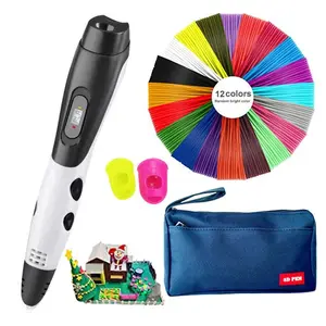 Easy-To-Use Portable 3D Printing Pen Set, New Year Gift Birthday Gift DIY Fun Gift, Includes 3D Pen, Blue Storage Bag, Pla Filament, Heat Resistant Finger Covers