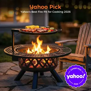 【Father's Day Gift】BALI OUTDOORS 2-in-1 Wood Fire Pit with Grill 360° Rotated for Backyard Camping Tailgating Party Heavy Duty Firepit