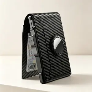 Men's Minimalist Bifold Wallet Built with AirTag Slot, RFID Blocking Protection, Pop-Up Card Holder. Holds 7-9 Cards with Magnetic Clip for Up to 5 Cash Bills, AirTag Not Included, Ideal Father’s Day Summer Gift