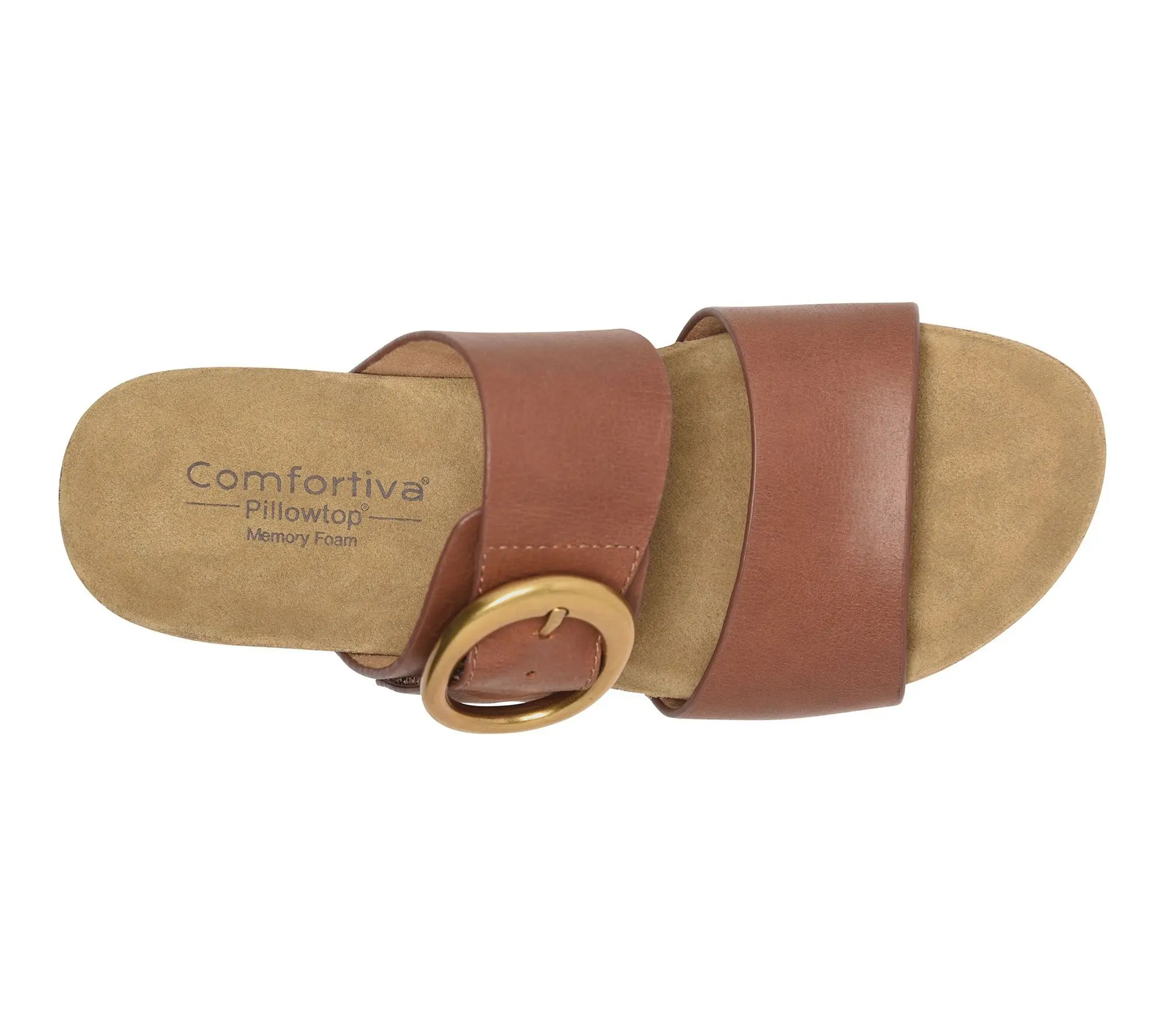 Comfortiva Leather Buckle Wedge Sandal - Elizabeth