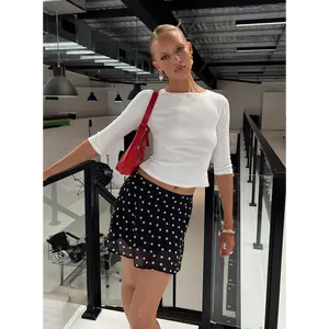 Dapple Bias Mini Skirt Black Polka Dot