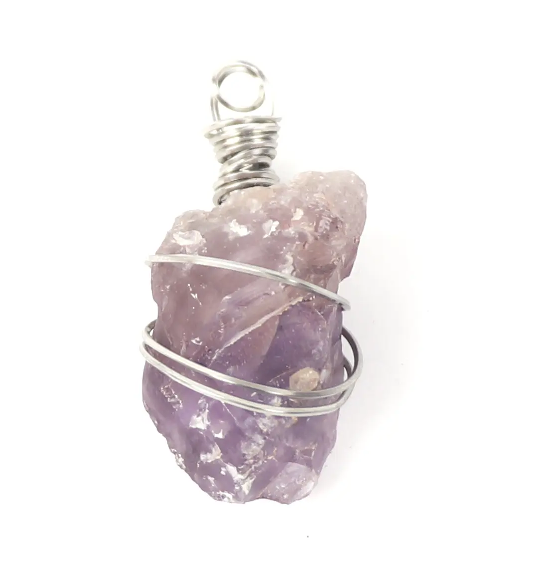 Couture Crystalz - Shine Through - 100% Sterling Silver Wrapped Amethyst Crystal Pendant Necklace