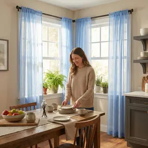 Window Wear 4 Panels 52X95Inch Fancy Faux Linen 540D Curtains Sheer Window Treatment Panels Premium Material Easy Installation Versatile Decor L21 curtains curtains for bedroom cortinas para salas curtains for living room