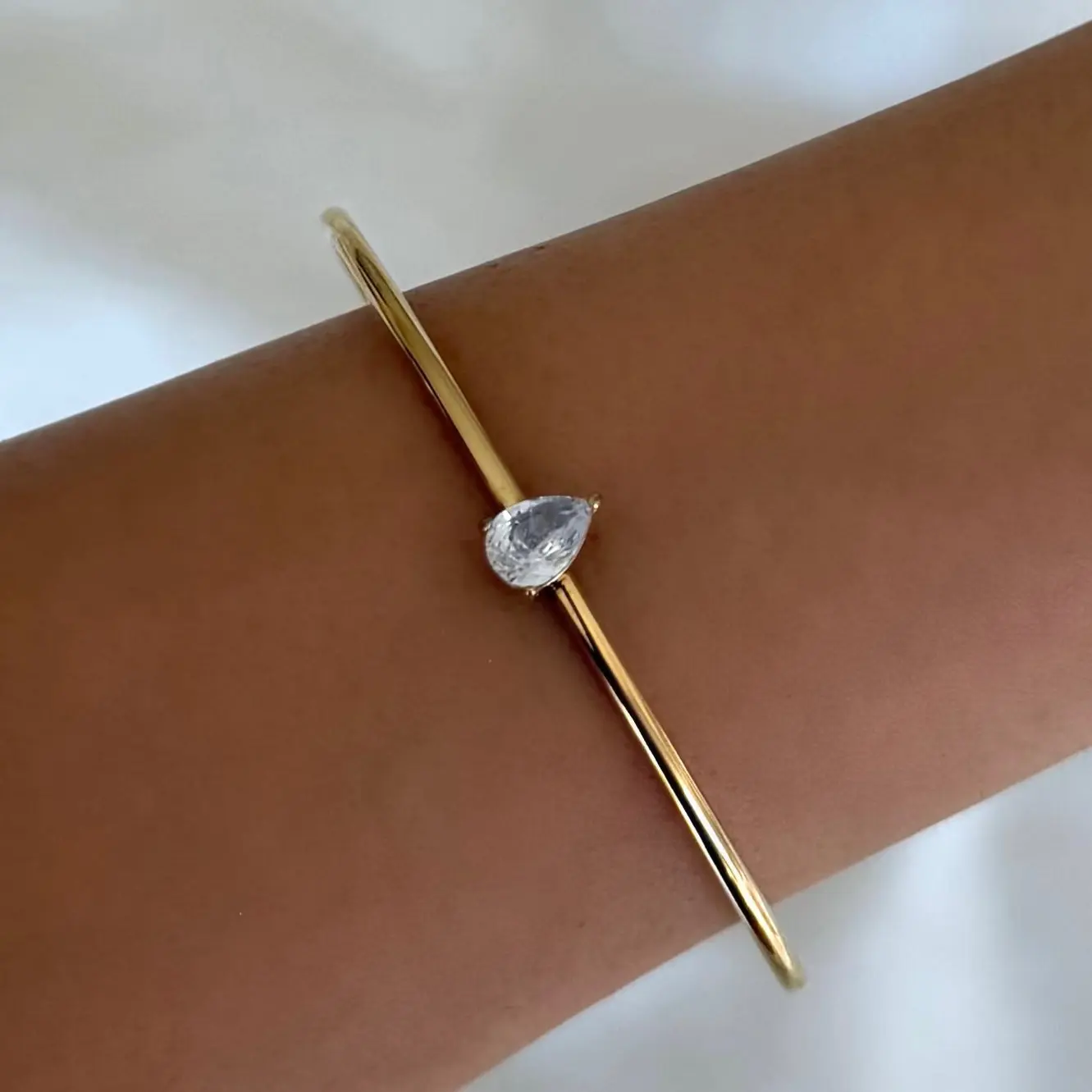 EVRY JEWELS Gold or Silver Plated Women's Baby Sparkle Bangle Bracelet