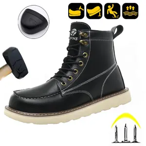 Steel Toe Breathable Men's Work Boots Anti Slip Safety All Seasons