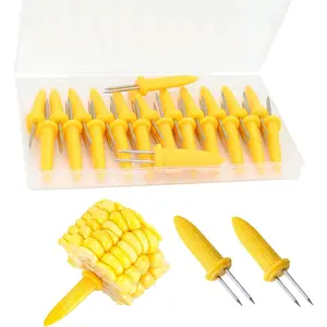 24 Pack Stainless Steel Corn Holders, Corn on The Grill, Corn on The Cob Skewers, Double Fork Sweet Corn Seat, Home &amp; BBQ Cooking Fork