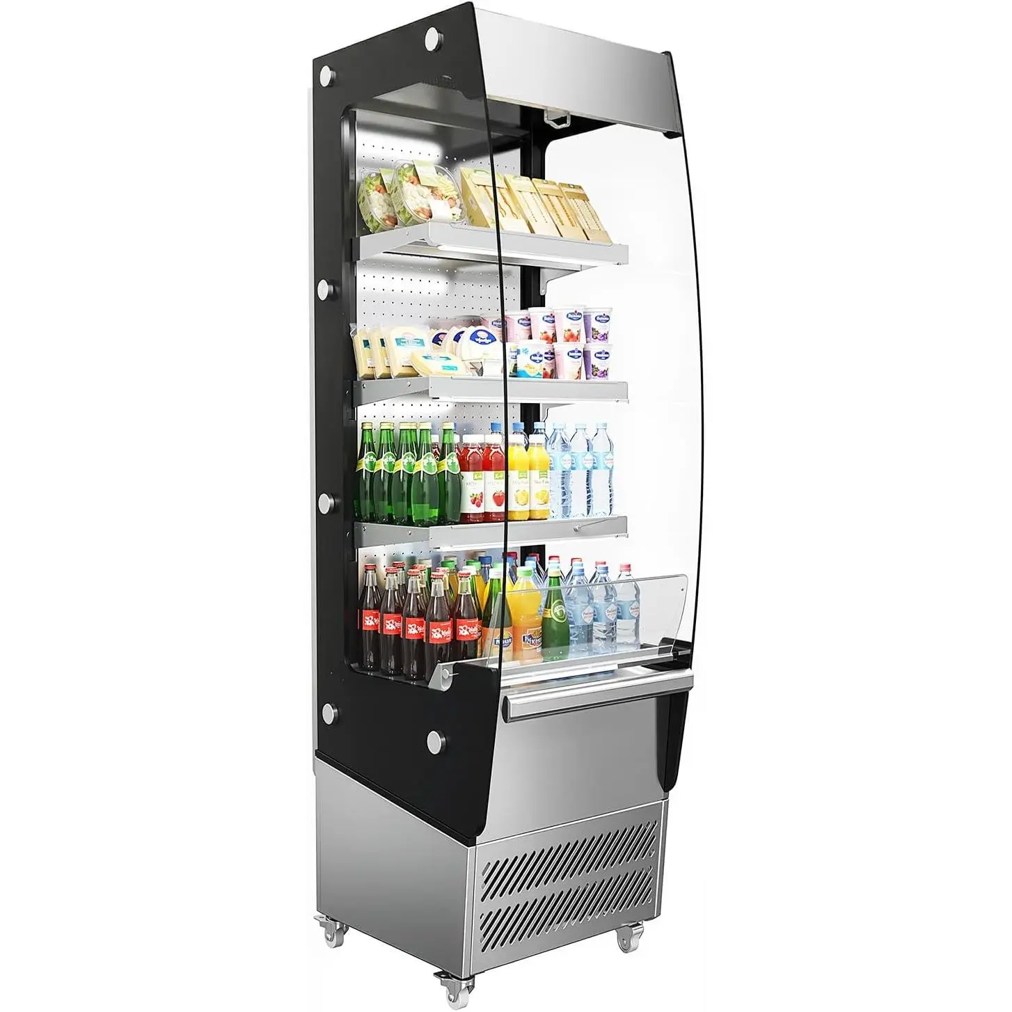 Upstreman 7.8 Cu. Ft/220 L Commercial Beverage Fridge Display Merchandiser Cooler - 110V-120V/115V, LED Lighting, Adjustable Shelves, Glass Door, ETL NSF Listed, Left Compatibility, for Restaurants (OA78)