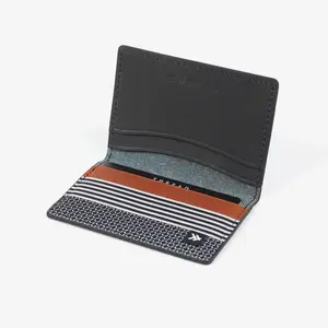 Thread Men's Bifold Leather Anti-Theft RFID Wallet - Striped Design, Zipper Closure, 2 Pockets, Cardholder Functionality, Anti Theft Wallet, Bifold Leather Wallet