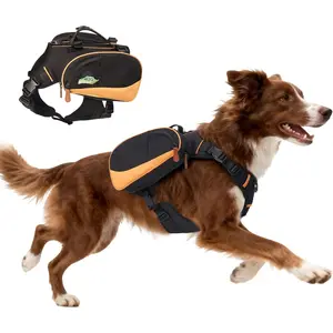 Dog Backpack Suitable for Medium to Large Dogs, Adjustable Lightweight Pet Harness, Built-in Poop Bag Dispenser, Waterproof and Safe, Suitable for Hiking, Puppy Training, Or Daily Walks, L