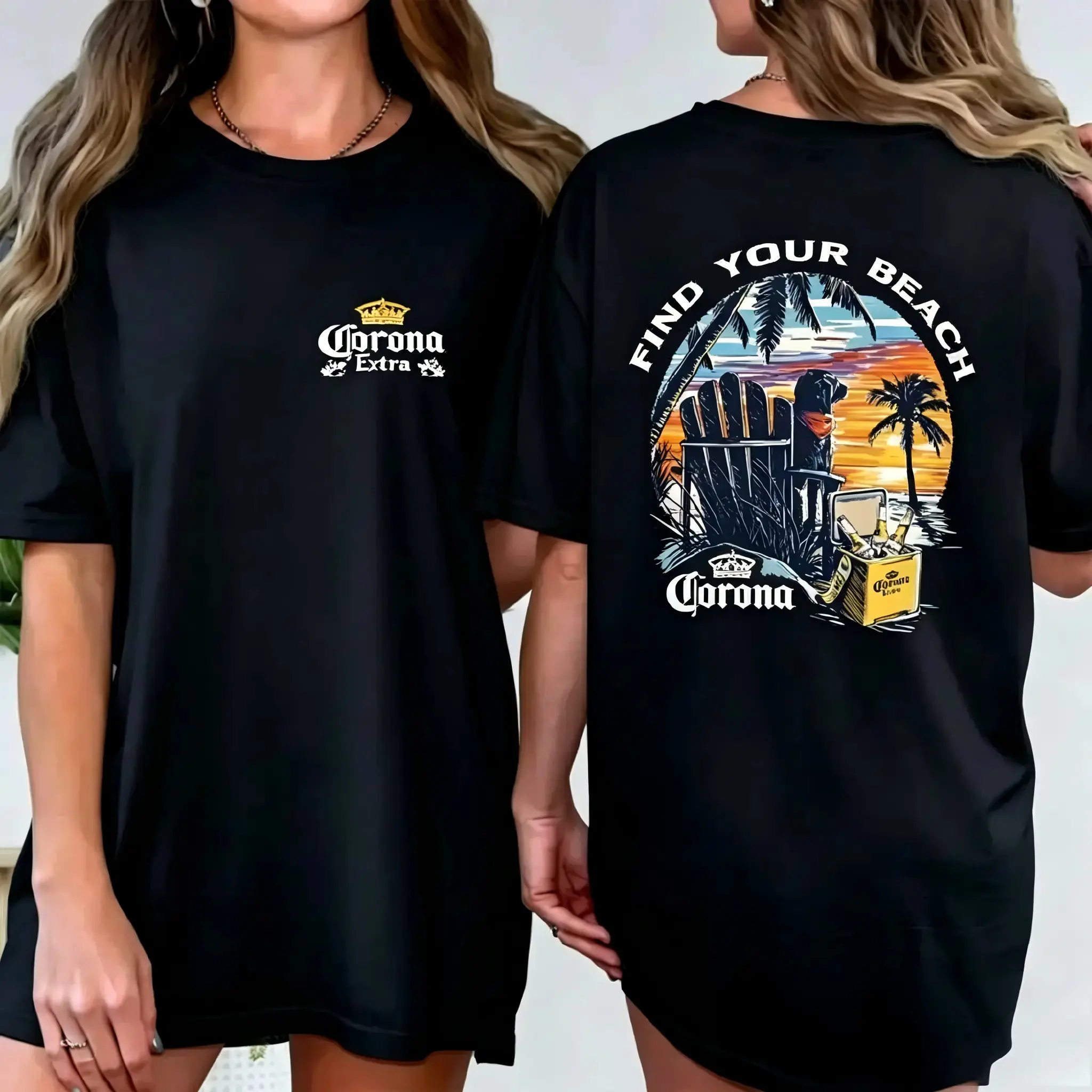 Corona Extra 2 Sides T-Shirt, Find Your Beach Sunset Tee, Beer Lovers Vacation Shirt, Men's Beer Shirt, Gift For Women