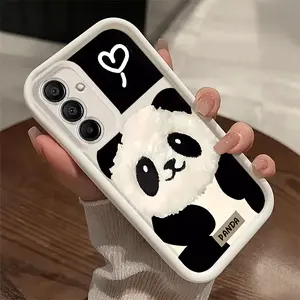 Phone Case - Cute Panda Pattern Black And White Phone Case, Compatible with for Samsung Galaxy S25/S24/S23/S22/S21/S20 Ultra, Plus, FE And A01/A03/A02S/A03S/A04/A05/A07/A10/A10S/A11/A12/A13/A14/A15/A17/A20/A21S/A22/A23/A24/A25/A26/A30/A31/A32/A33/A3