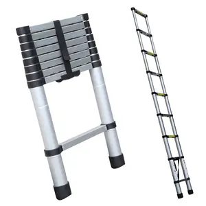 8.5ft Telescoping Ladder Heavy Duty Aluminum Extension Ladder, 330lbs Load Capacity, EN131 Standard, Portable Multi-Purpose Telescopic Ladder, Folded Height 2.4ft, Easy to Transport or Store