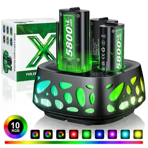 （All-New Plus Upgrade）Ponkor Xbox Controller Rechargeable Battery Packs (4×5800mWh) with Fast Charging Dock, Compatible with Xbox One, Series X|S, High-Capacity, Long-Lasting, LED Glow, Overheat Protection