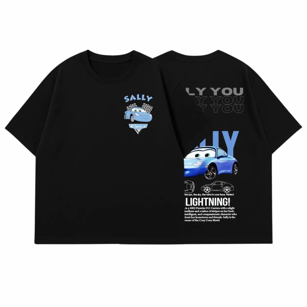 Retro Two Side Cars Gildan T-Shirt , Cars Movie T-Shirt,Mcqueen and Mater Retro Vintage Unisex Oversized Anime Graphic Tee – Trendy Y2K Acid Gildan,Manga Game Movie Lover Gift For Fans Merch