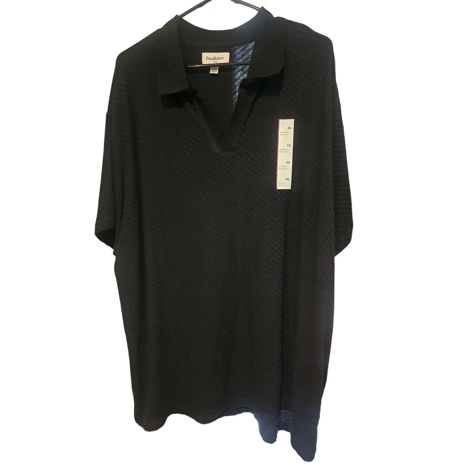 Goodfellow & Co Men’s Johnny Collared Polo Shirt Black XXL Midweight Jacquard NWT