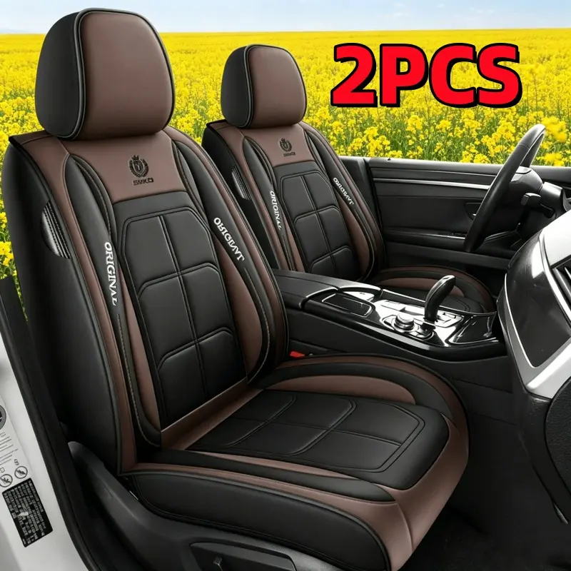 Premium Car Seat Covers 2PCS  Front Seats Waterproof PU Leather Vehicle Seat Protectors Universal Fit for All Cars