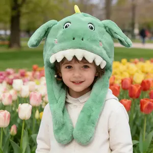 Funny Plush Animal Hat with Moving Ears, Cute Crazy Hats for Kids Suitable for Holiday Cosplay Easter Dress Up Perfect Kids Gift