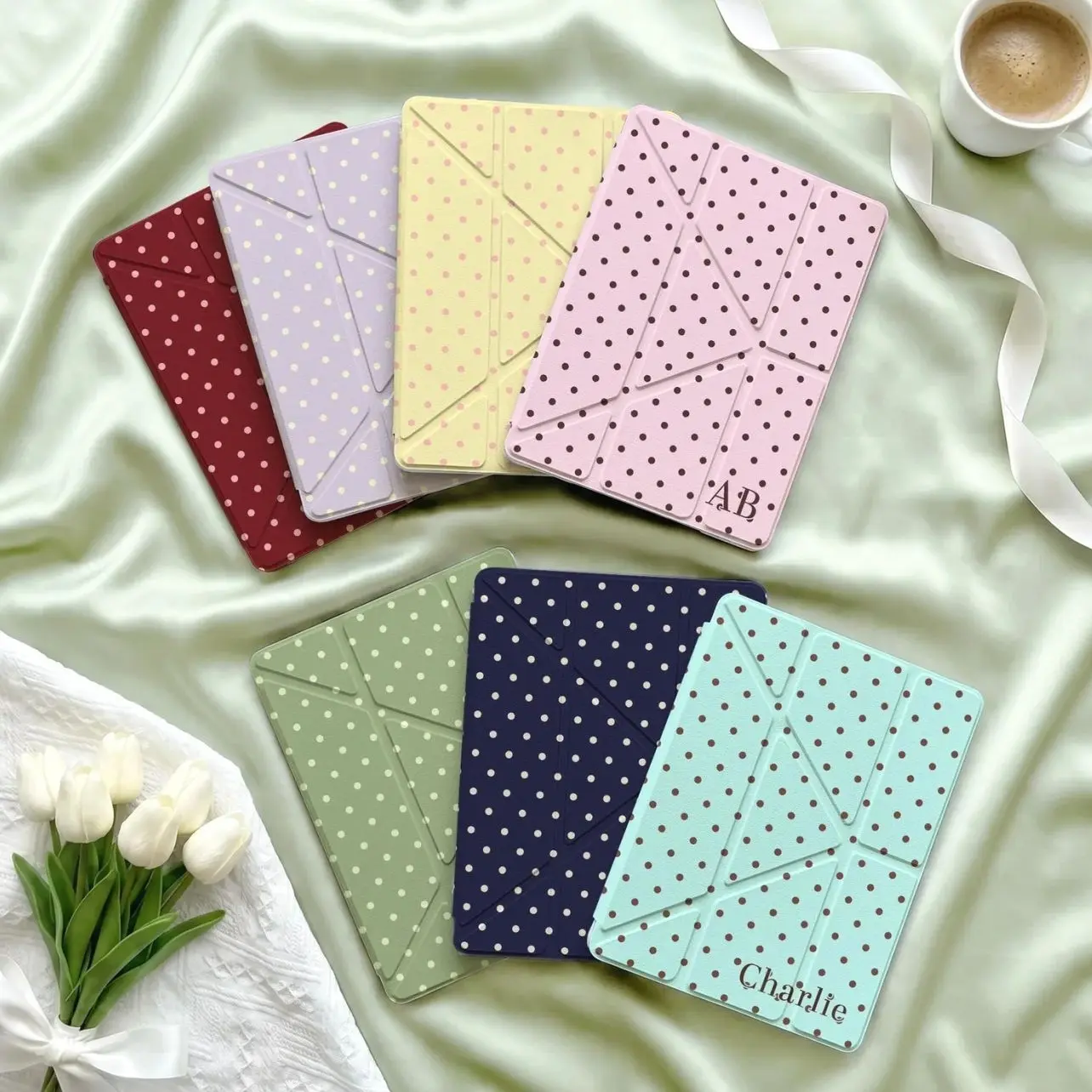 Cute Polka Dot iPad Case with Pencil Holder, Personalized Name iPad Cover for iPad Pro 2026 2025, Air 7 6 11/13, Mini 7 6 iPad 11th 10th Gen
