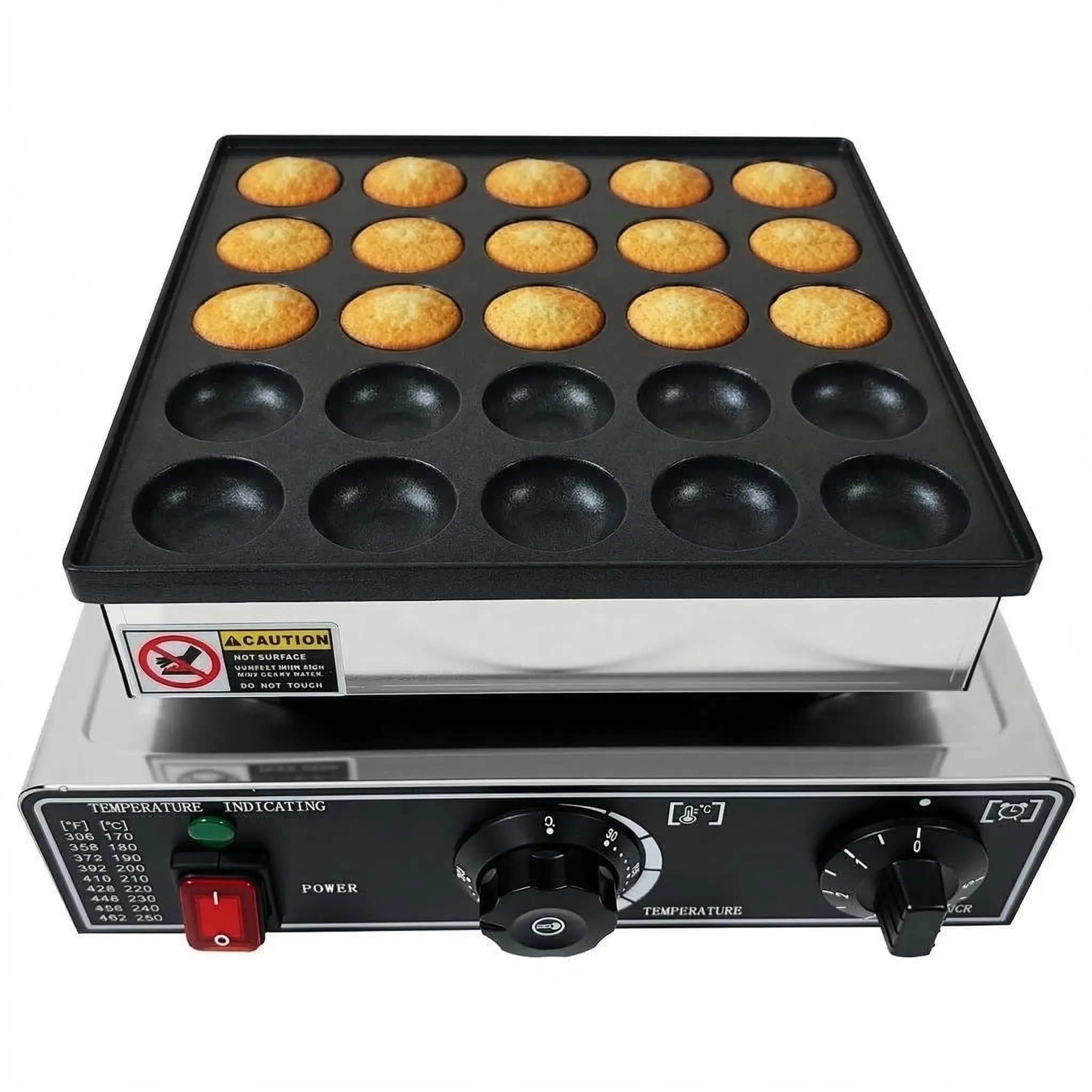 Mini Dutch Pancake Maker Machine 25 Pcs, Electric Mini Pancake Machine with Non-Stick Coating for Commercial and Home Use, 110 V, 900 W