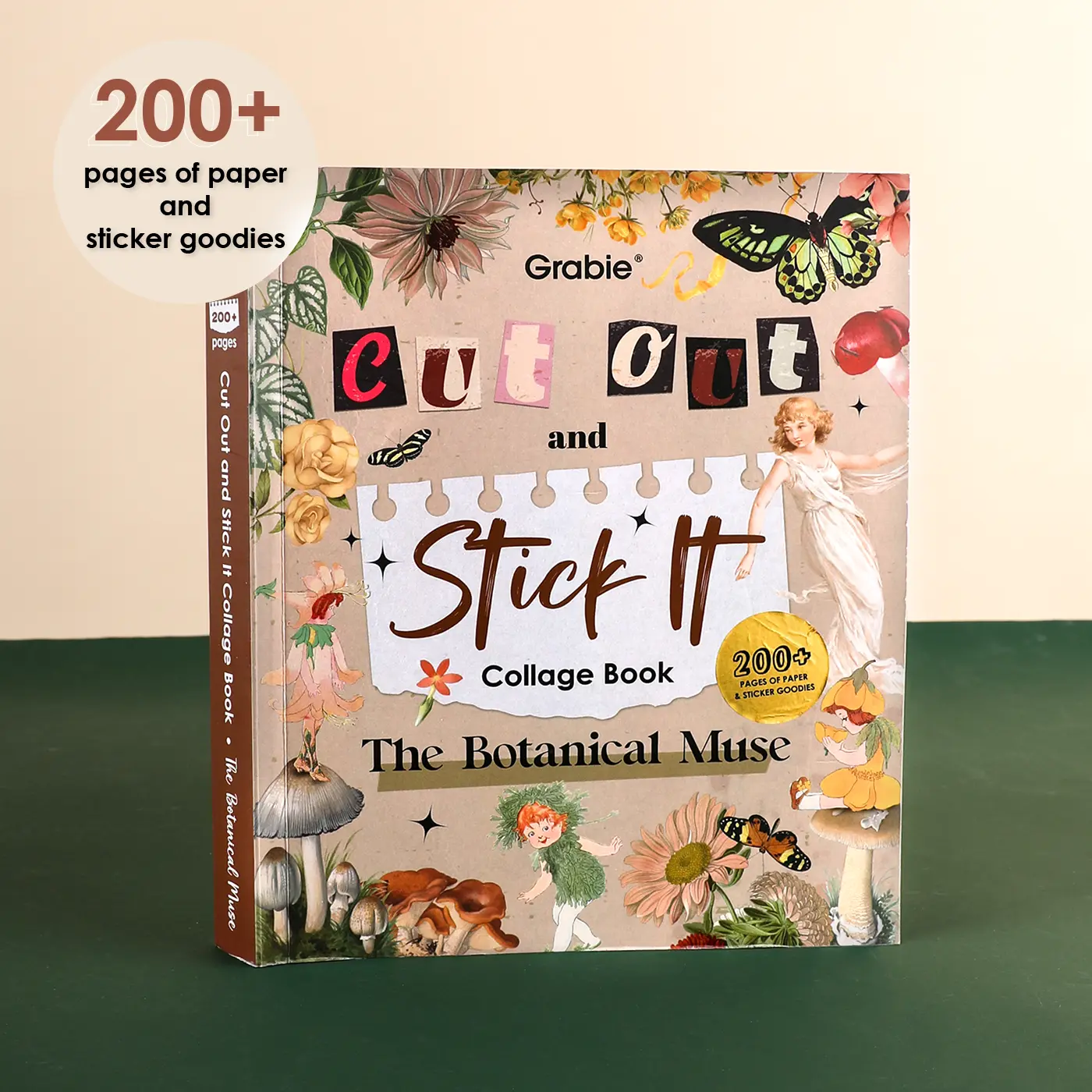 Grabie The Botanical Muse Illustrated Activity Book - 200+ Pages, Double-Sided Smooth Writing Paper, Specialty Die-Cuts, Cut-Out Nature-Inspired Materials, Scrapbooking & Art Journaling Supply, Back to School Class Reward Gift
