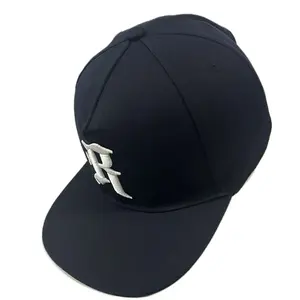 R Navy Blue Hat Golden Age Classic Style with White Embroidered Logo for Men and Women
