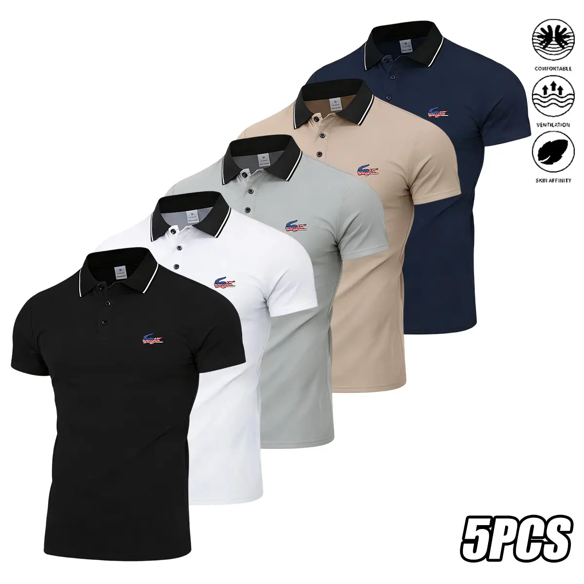 JOGWAVE men’s short-sleeve polo shirt featuring a collar design and soft, solid-color fabric—an essential piece for everyday casual wear. New men’s solid-color top with breathable fabric, suitable for outdoor leisure and business settings; a polo/golf shi