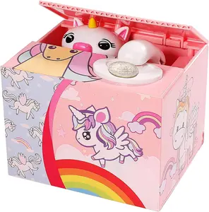 piggy bank, ATM Coin Cash Money Counter Saving Can, Stealing Cute Mokey Electronic Smart Voice Prompt Piggy Bank Safe Locks, Great Gift fot Boys & Girls (Unicorn) unbreakable challenge budget book binder wooden