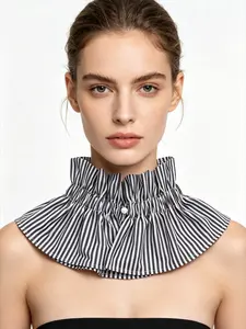 New court ruff black and white cotton neck frill pleated neck guard stand-up collar French jabot detachable collar outerwear
