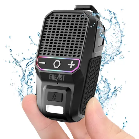 GBEAST Wearable Bluetooth Speaker, Hands-Free Clip-On, Long Battery Life, Flashlight & IPX6 Waterproof for Camping & Fishing, Christmas Gift for Men