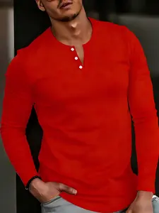 Men's Plain Casual Tight-Fitting V-Neck Long Sleeve T-Shirt, Gym Workout Sport Top, Gym Workout Tee, Fashionable Daily Wear Outdoor Activity Clothing