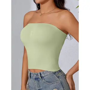 Seamless Strapless Bralette, Anti-Slip Backless Base Layer, Women's Strapless Top for Layering or Wearing Outside, One-Shoulder Wrap Bustier