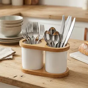 Silverware Holder, Utensil and Makeup Brush Organizer, Kitchen Cutlery Organizer Box for Spoons, Knives, and Forks, Ideal for Kitchens and Restaurants