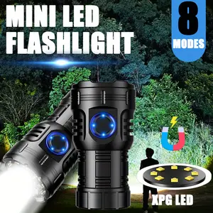 Rechargeable Mini LED Pocket Flashlight, 3000 Lumens, Type-C USB Charging, 8 Modes, Magnetic Tail, Clip-On, Aluminum Alloy Body, for Camping, Emergency, Work (1PC)