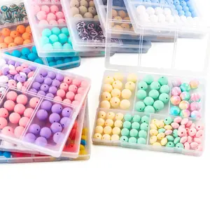 Silicone Beads Kit, 100pcs/box 15mm Printed Beads & 12mm Lentil Beads, Diy Mix Beads, DIY Beading Supplies for DIY Handmade, Bead Pen Keychain Pendant