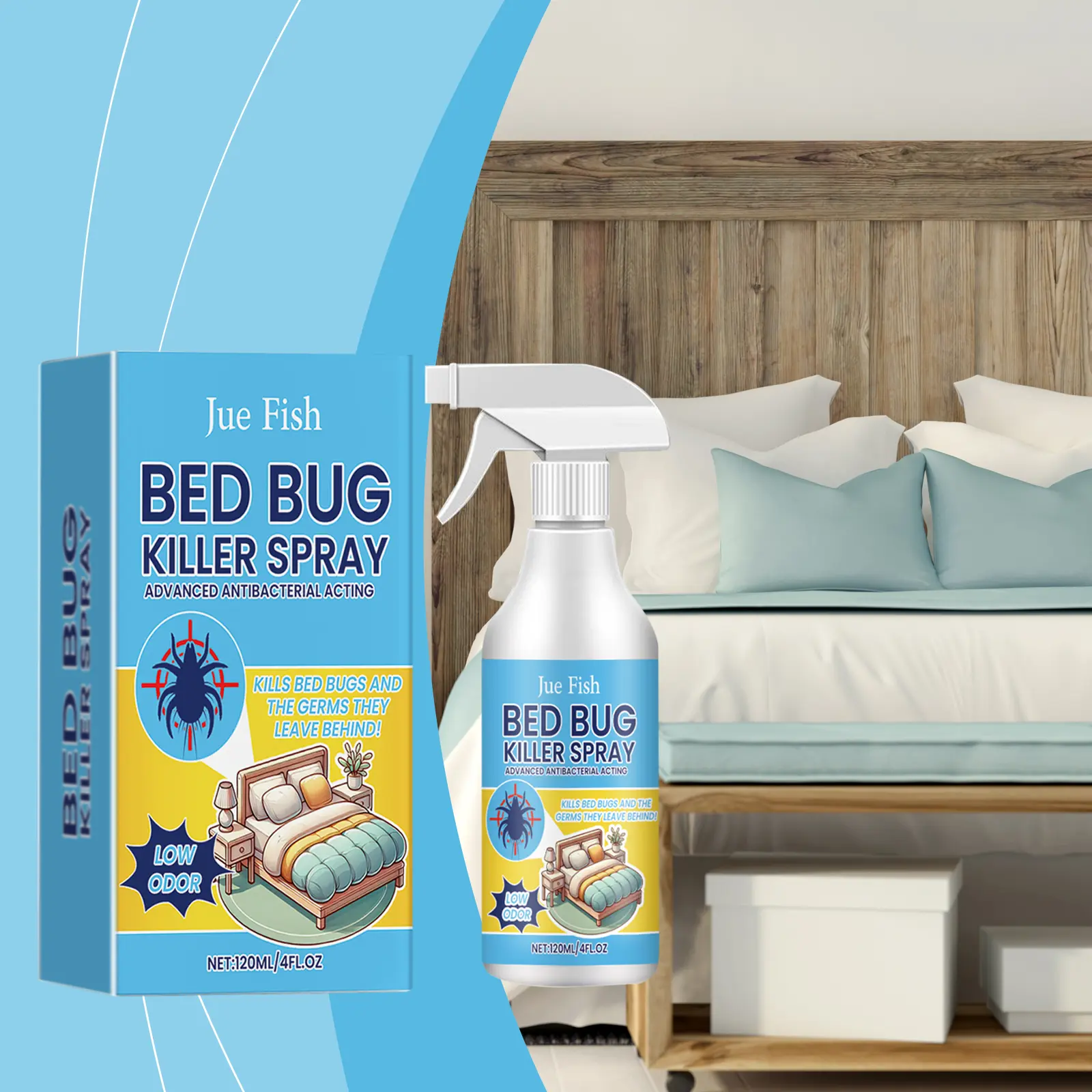 Bed Bug Killer Spray - Fast-Acting Non-Toxic Insect Killer for Bed Bugs, Fleas & Mites, Kid & Pet-Safe Indoor Pest Control with No Cleanup Needed, Insect Killer Bed Bugs, Fleas & Mites