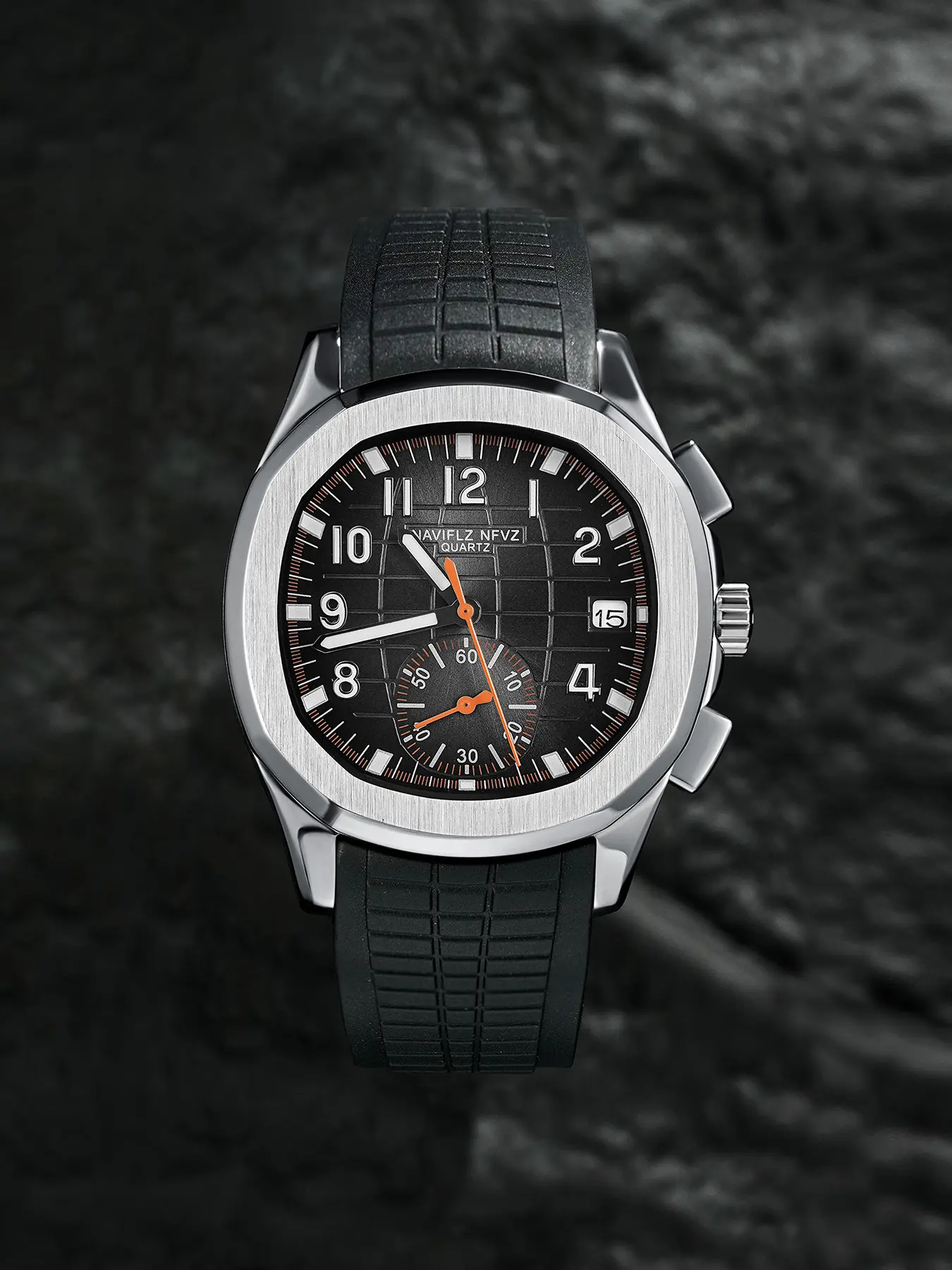 NAVIFLZ NFVZ AQUANAUT Mens Watches Rubber Top Brand Luxury Sport Quartz Watch for Men WaterProof Auto Date Luminous Watches Men Stainless Steel Wristwatch Reloj Hombre Modern Waterproof Watch