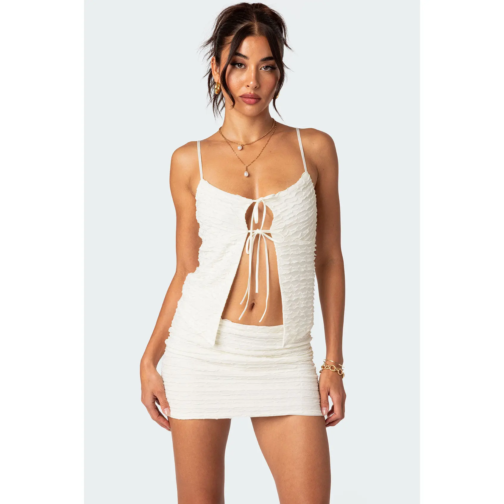 Alessia Tie Front Ruffled Top