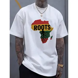 Men's Black Africa Roots Graphic Tee with Vibrant Pan African Colors and Geometric Print Short Sleeve Round Neck Casual Streetwear Breathable Summer Shirt