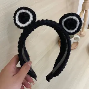 Cute Cartoon Big-eyed Frog Headband Hair Hoop Woolen Braided Hair Bands Woman Girls Wash Mask SPA Hairpin Hair Accessories