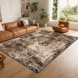 Vintage-Style Exquisite Square Printed Velvet Carpet, Soft Non-Shedding Machine-Washable Rug for Home or Commercial Decor, Multiple Sizes Available