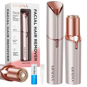 KRADAA Facial Hair Remover for Women Electric Rechargeable Trimmer with LED Light Painless Razor for Chin Upper Lip Peach Fuzz Gentle on Sensitive Skin